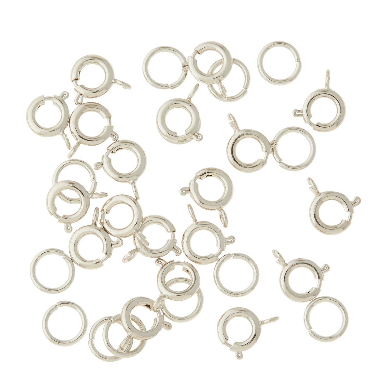 12 Packs: 36 ct. (432 total) 7mm Silver Spring Ring Clasps by Bead Landing™